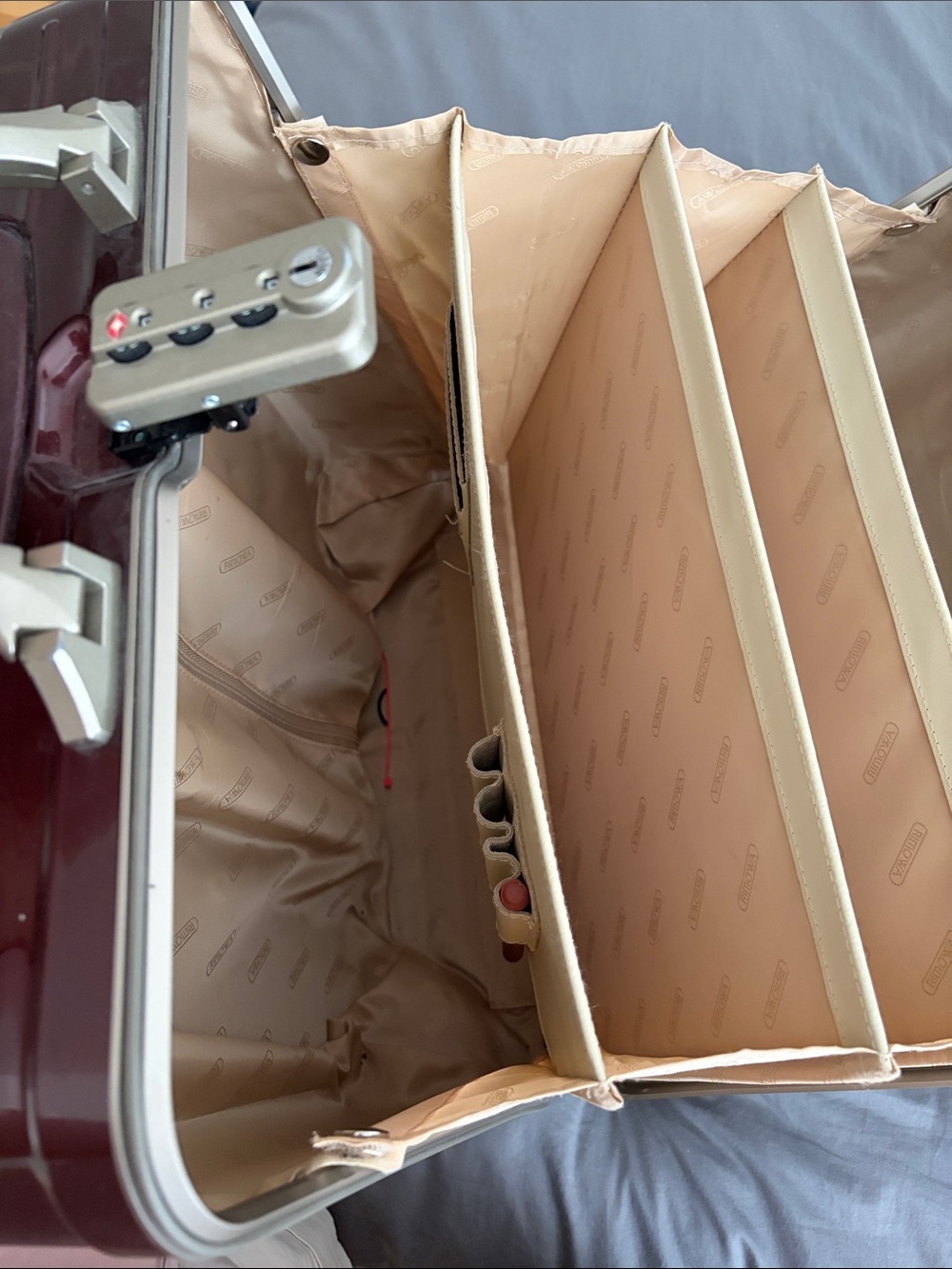 Rimowa Hardside Carry-On Luggage in Deep Burgundy with Gold Accents - Picture 10 of 10